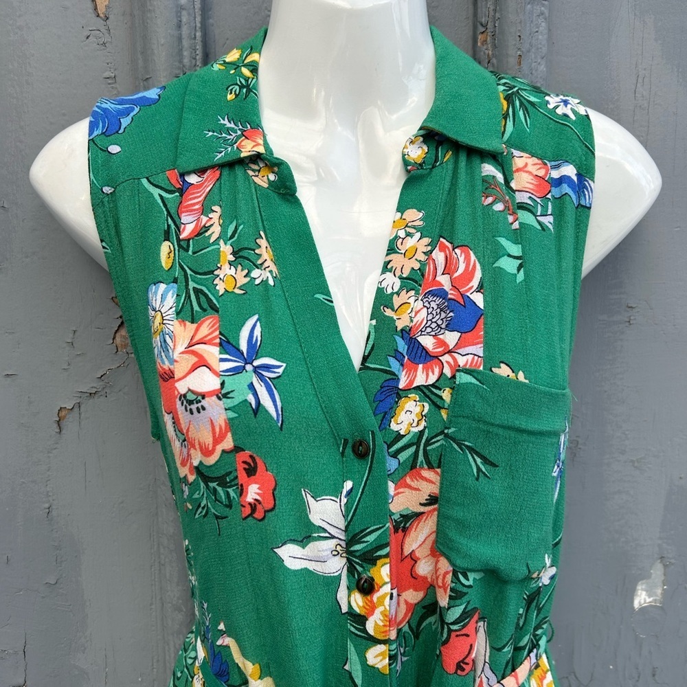 Maeve Rory Green Floral Sleeveless shirt dress, size 2 - Picture 10 of 14